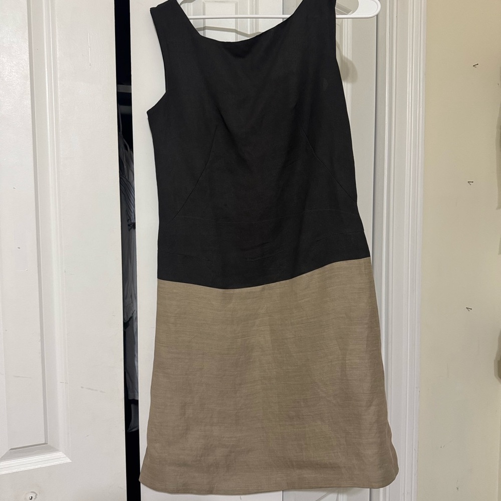 Black and Brown Sleeveless Midi Dress